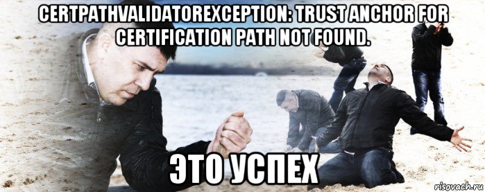 certpathvalidatorexception: trust anchor for certification path not found. это успех, Мем Мужик сыпет песок на пляже