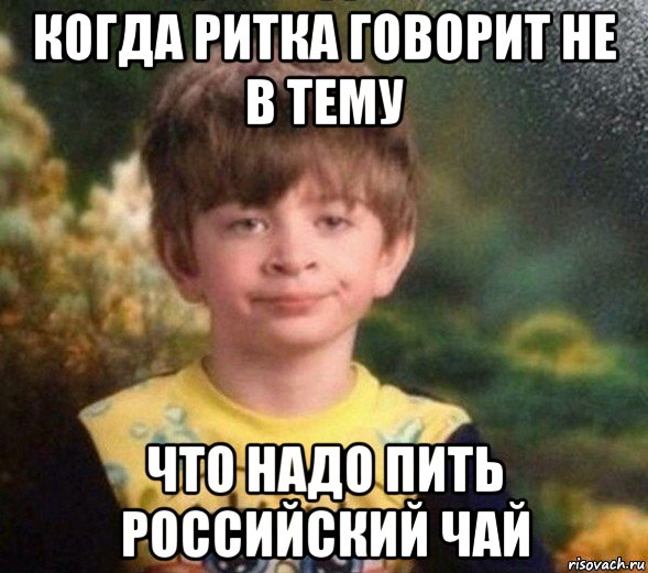 когда ритка говорит не в тему что надо пить российский чай, Мем Недовольный пацан