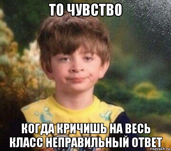 то чувство когда кричишь на весь класс неправильный ответ, Мем Недовольный пацан