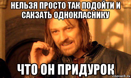 нельзя просто так подойти и сакзать однокласнику что он придурок, Мем Нельзя просто так взять и (Боромир мем)