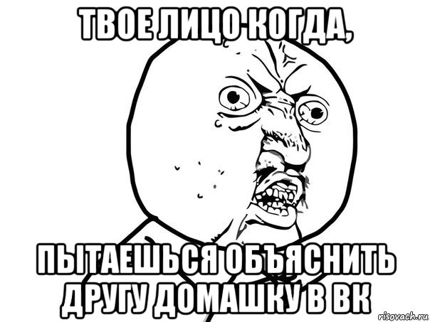 твое лицо когда, пытаешься объяснить другу домашку в вк, Мем Ну почему (белый фон)