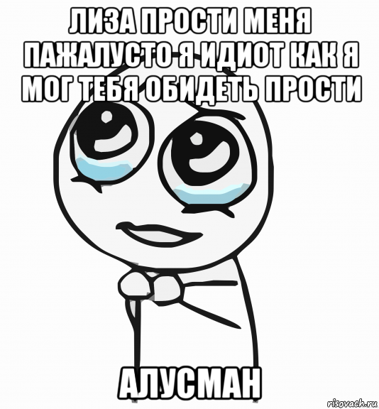 лиза прости меня пажалусто я идиот как я мог тебя обидеть прости алусман, Мем  ну пожалуйста (please)