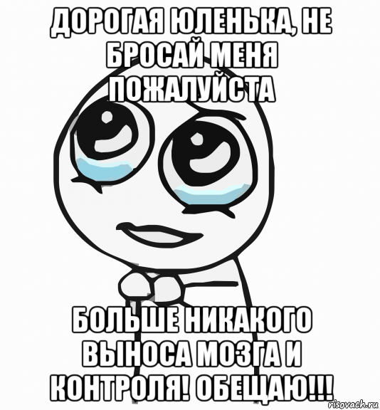 дорогая юленька, не бросай меня пожалуйста больше никакого выноса мозга и контроля! обещаю!!!, Мем  ну пожалуйста (please)