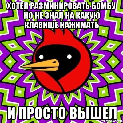 хотел разминировать бомбу но не знал на какую клавише нажимать и просто вышел, Мем Омская птица