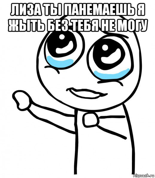 лиза ты панемаешь я жыть без тебя не могу , Мем  please  с вытянутой рукой