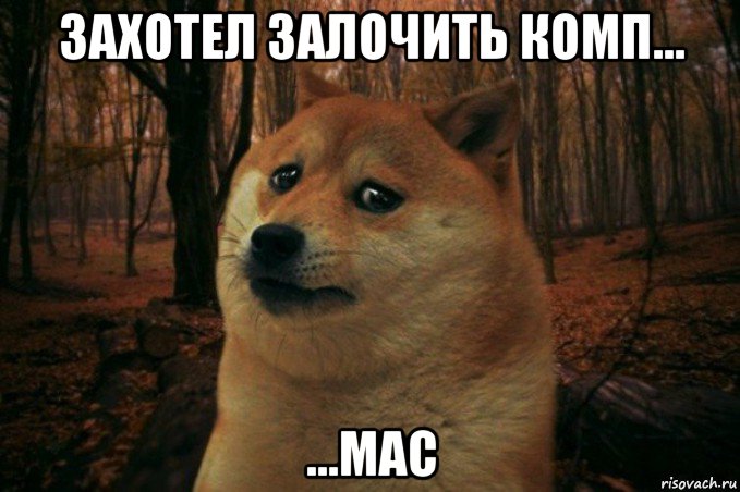 захотел залочить комп... ...mac, Мем SAD DOGE