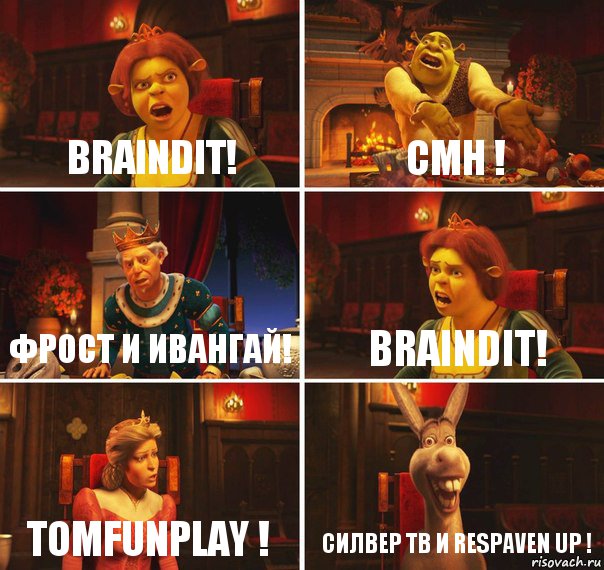 BrainDit! CMH ! Фрост и Ивангай! BrainDit! TomFunPlay ! Силвер ТВ и Respaven up !, Комикс  Шрек Фиона Гарольд Осел