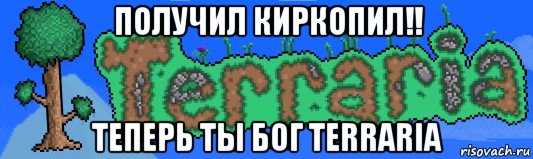 получил киркопил!! теперь ты бог terraria, Мем Terraria