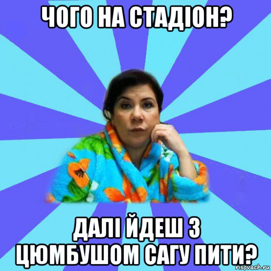 чого на стадіон? далі йдеш з цюмбушом сагу пити?, Мем типичная мама