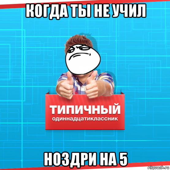 когда ты не учил ноздри на 5, Мем Типичный одиннадцатиклассник