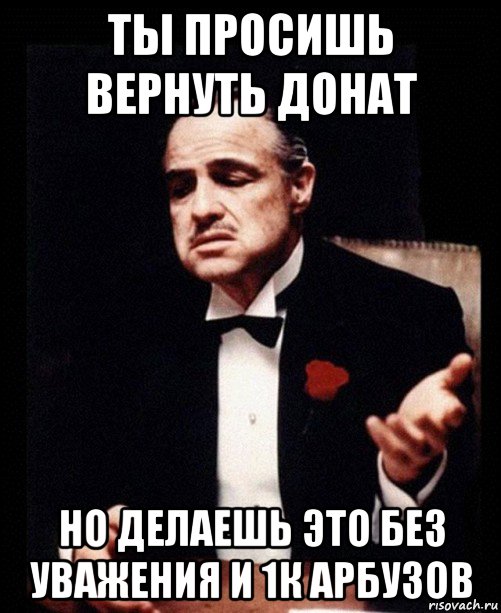 ты просишь вернуть донат но делаешь это без уважения и 1к арбузов, Мем ты делаешь это без уважения