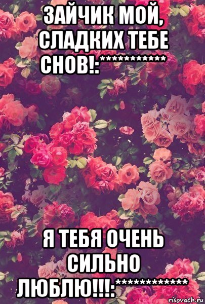 зайчик мой, сладких тебе снов!:*********** я тебя очень сильно люблю!!!:************