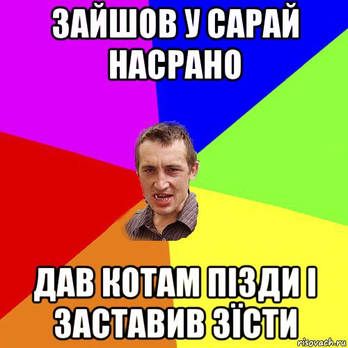 зайшов у сарай насрано дав котам пізди і заставив зїсти, Мем Чоткий паца