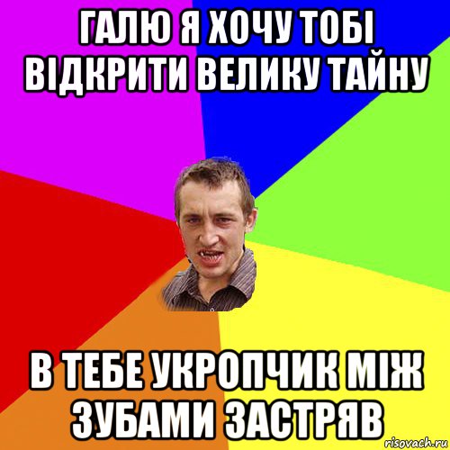 галю я хочу тобі відкрити велику тайну в тебе укропчик між зубами застряв, Мем Чоткий паца