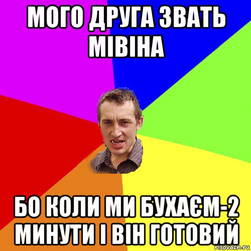 мого друга звать мівіна бо коли ми бухаєм-2 минути і він готовий, Мем Чоткий паца