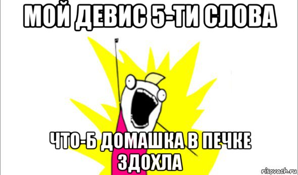 мой девис 5-ти слова что-б домашка в печке здохла, Мем Что мы хотим