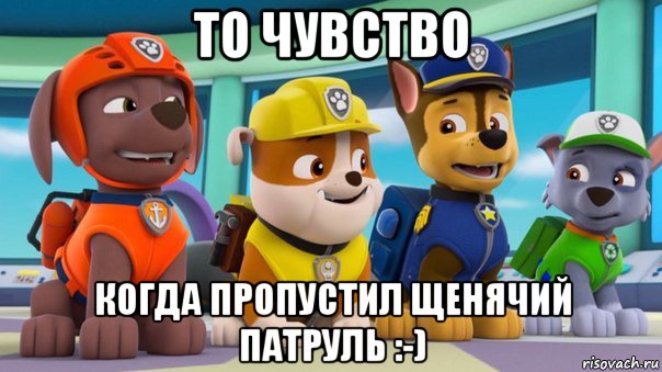 то чувство когда пропустил щенячий патруль :-)