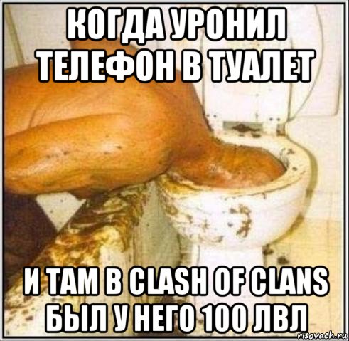 когда уронил телефон в туалет и там в clash of clans был у него 100 лвл, Мем Дайвер