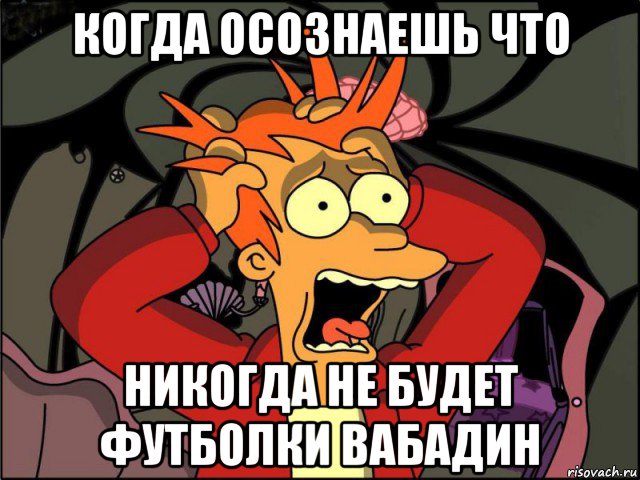 когда осознаешь что никогда не будет футболки вабадин, Мем Фрай в панике