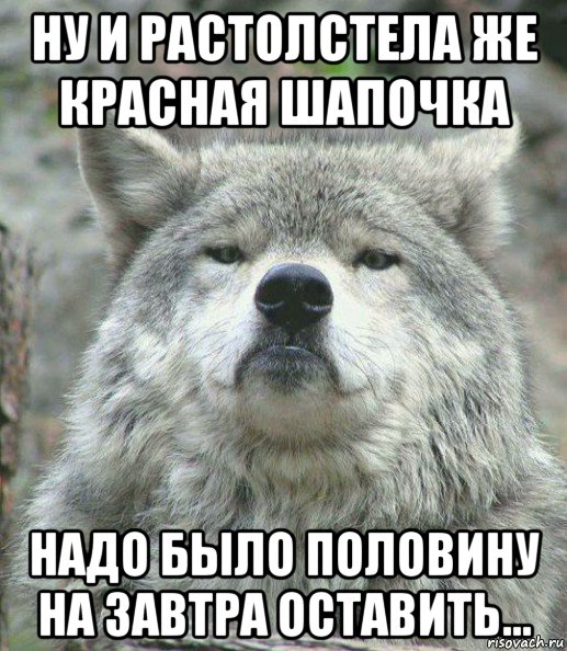 ну и растолстела же красная шапочка надо было половину на завтра оставить..., Мем    Гордый волк