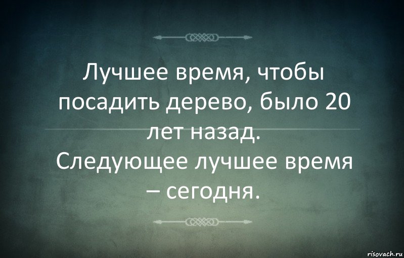 Лучшее время, чтобы посадить дерево, было 20 лет назад.
Следующее лучшее время – сегодня., Комикс Игра слов 3