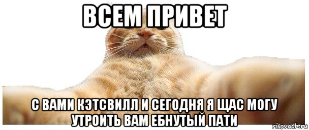 всем привет с вами кэтсвилл и сегодня я щас могу утроить вам ебнутый пати, Мем   Кэтсвилл