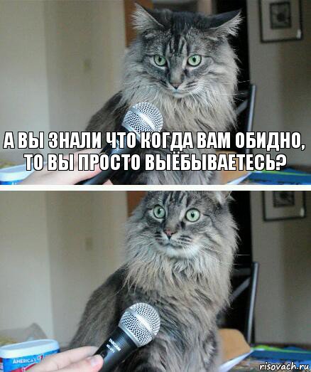 А вы знали что когда вам обидно, то вы просто выёбываетесь? , Комикс  кот с микрофоном