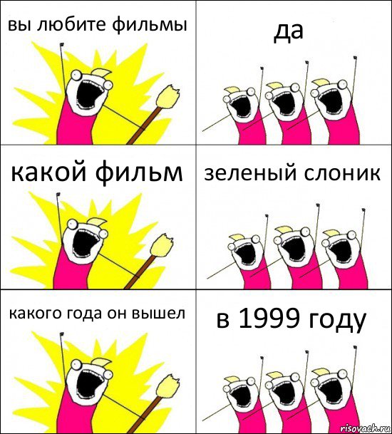 вы любите фильмы да какой фильм зеленый слоник какого года он вышел в 1999 году, Комикс кто мы