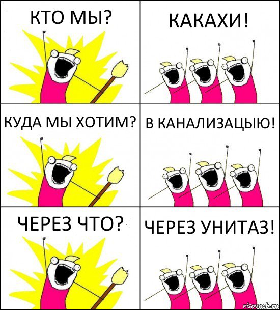 КТО МЫ? КАКАХИ! КУДА МЫ ХОТИМ? В КАНАЛИЗАЦЫЮ! ЧЕРЕЗ ЧТО? ЧЕРЕЗ УНИТАЗ!, Комикс кто мы