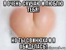 я очень скучаю и люблю тебя! но ты свинюха и я обиделась!, Мем Любовь
