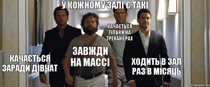 У кожному залі є такі Качається заради дівчат Завжди на массі Качається тільки на тренажерах Ходить в зал раз в місяць, Комикс  мальчшиник