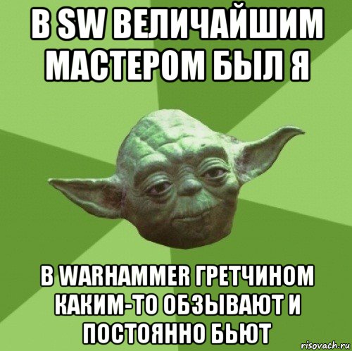 в sw величайшим мастером был я в warhammer гретчином каким-то обзывают и постоянно бьют, Мем Мастер Йода