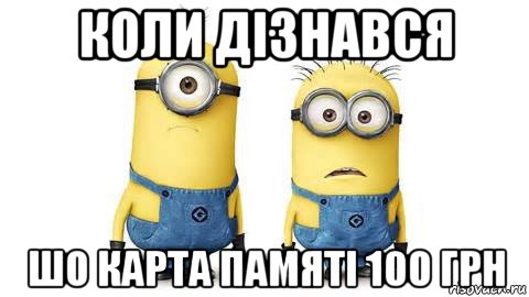 коли дізнався шо карта памяті 100 грн, Мем Миньоны