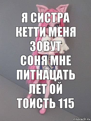 Я систра кетти меня зовут соня мне питнацать лет ой тоисть 115