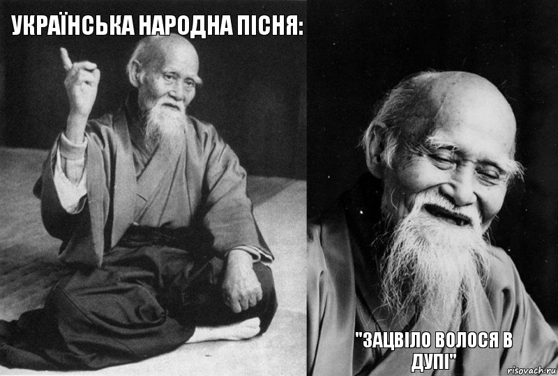 Українська народна пісня:   "Зацвіло волося в дупі", Комикс Мудрец-монах (4 зоны)