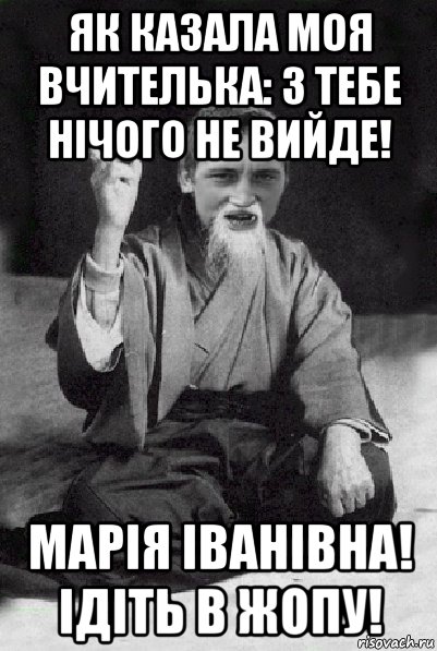 як казала моя вчителька: з тебе нічого не вийде! марія іванівна! ідіть в жопу!, Мем Мудрий паца