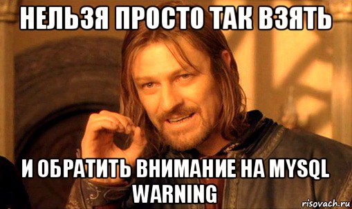 нельзя просто так взять и обратить внимание на mysql warning, Мем Нельзя просто так взять и (Боромир мем)