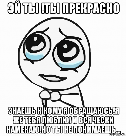 эй ты !ты прекрасно знаешь к кому я обращаюсь!я же тебя люблю! и всячески намекаю!но ты не понимаешь..., Мем  ну пожалуйста (please)