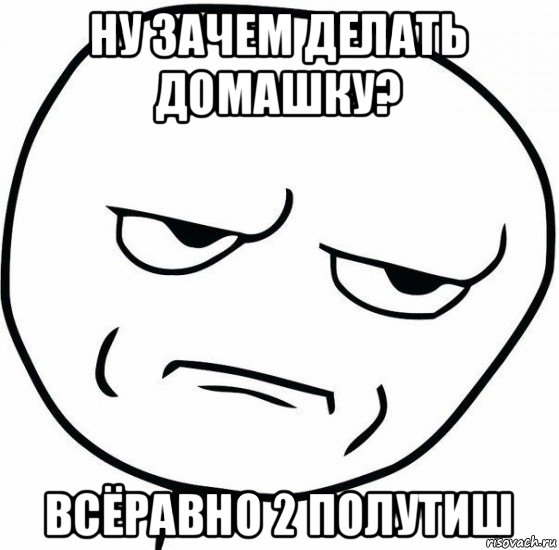 ну зачем делать домашку? всёравно 2 полутиш, Мем ну зачем