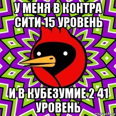 у меня в контра сити 15 уровень и в кубезумие 2 41 уровень, Мем Омская птица