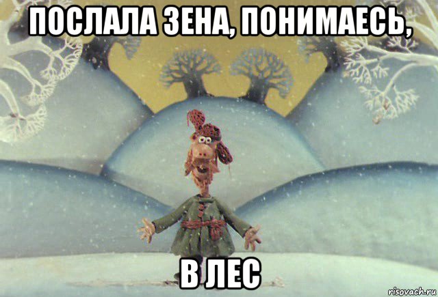 послала зена, понимаесь, в лес, Мем Падал прошлогодний снег
