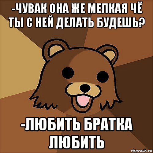 -чувак она же мелкая чё ты с ней делать будешь? -любить братка любить, Мем Педобир