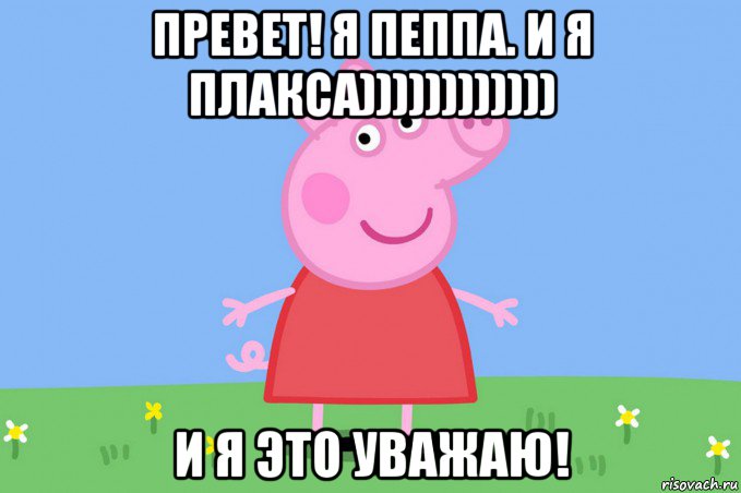 превет! я пеппа. и я плакса)))))))))))) и я это уважаю!, Мем Пеппа