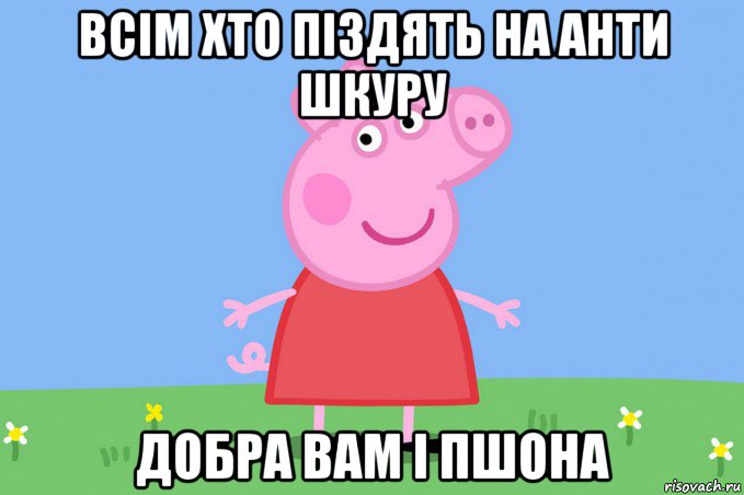 всім хто піздять на анти шкуру добра вам і пшона, Мем Пеппа