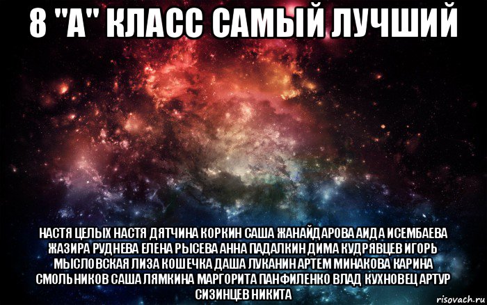 8 "а" класс самый лучший настя целых настя дятчина коркин саша жанайдарова аида исембаева жазира руднева елена рысева анна падалкин дима кудрявцев игорь мысловская лиза кошечка даша луканин артем минакова карина смольников саша лямкина маргорита панфиленко влад кухновец артур сизинцев никита, Мем Просто космос