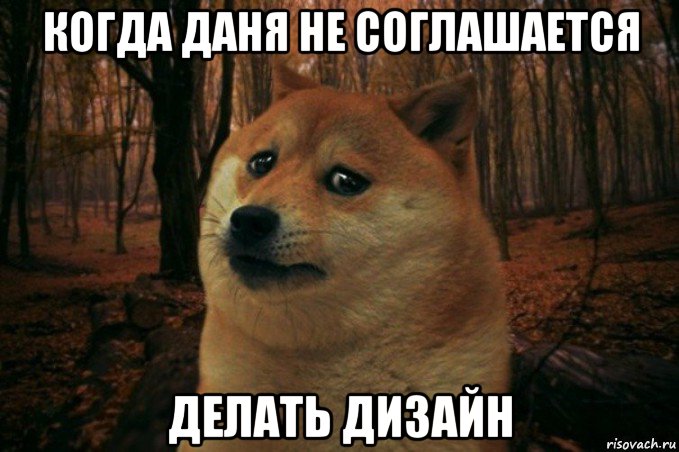 когда даня не соглашается делать дизайн, Мем SAD DOGE