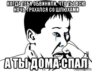 когда тебя обвинили, что ты всю ночь трахался со шлюхами а ты дома спал, Мем сашок