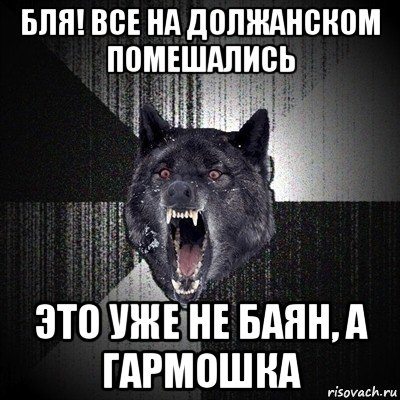 бля! все на должанском помешались это уже не баян, а гармошка, Мем Сумасшедший волк