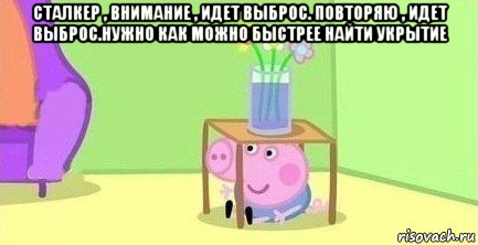 сталкер , внимание , идет выброс. повторяю , идет выброс.нужно как можно быстрее найти укрытие 