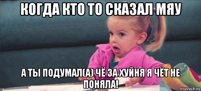 когда кто то сказал мяу а ты подумал(а) чё за хуйня я чёт не поняла!, Мем  Ты говоришь (девочка возмущается)